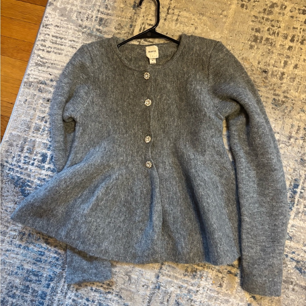 Maeve Gray Button-Up Cardigan